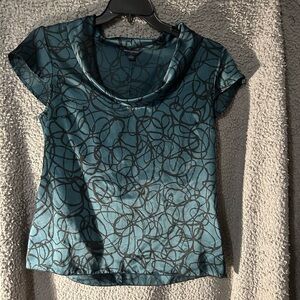 Banana Republic Teal and Black Swirl Short Sleeve Top